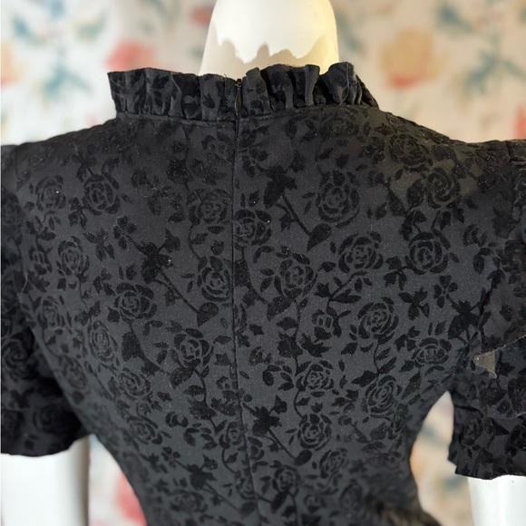 Vintage Necessary Objects Black Ruffled Puff Sleeve Mini Dress - Picture 6 of 11